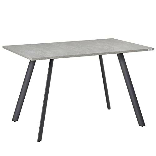 HOMCOM Mesa de Comedor Rectangular Mesa de Cocina Salón Moderna Industrial con Patas de Metal y Almohadillas Ajustables 120x80x76 cm Gris