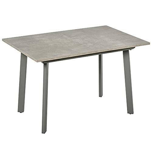 HOMCOM Mesa de Comedor Extensible Mesa de Cocina Rectangular para 4-6 Personas con Patas de Metal y Pies Ajustables Estilo Industrial 160x80x76 cm Gris