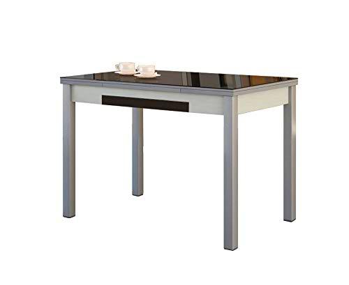 ASTIMESA Mesa de Cocina, Metal, Negro, 90x50cm-extendida 140x50 cms