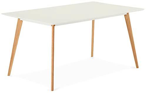 Furnhouse Life Mesa de Comedor, Madera, Blanco, 160x90x75