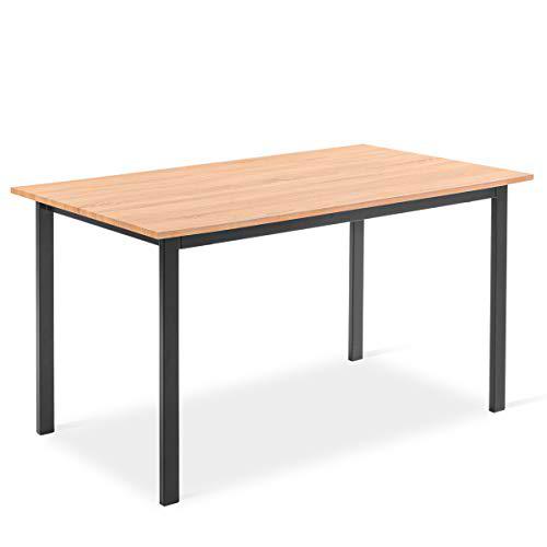 Mc Haus KENIA - Mesa Nórdica Rectangular Comedor de madera Natural MDF con estructura de Metal Negro mate