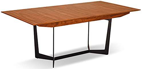 Ibbe Design Rectangular Extensible Nuez Mesa de Comedor con Patas de Meta Tokyo 200-250x100 cm Mesa de Cocina Salón Moderna Escandinava Nórdica