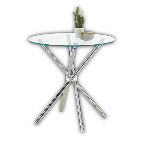 Stella Trading Sprint Redonda con Patas cromadas-Elegante Mesa Comedor Cristal para su salón