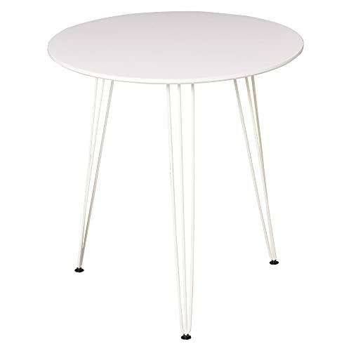 HOMCOM Mesa de Comedor Redonda con Patas de Horquilla Metálicas Estilo Moderno Nórdico para Cocina Salón Cafetería Bar Ø70x75 cm Blanco