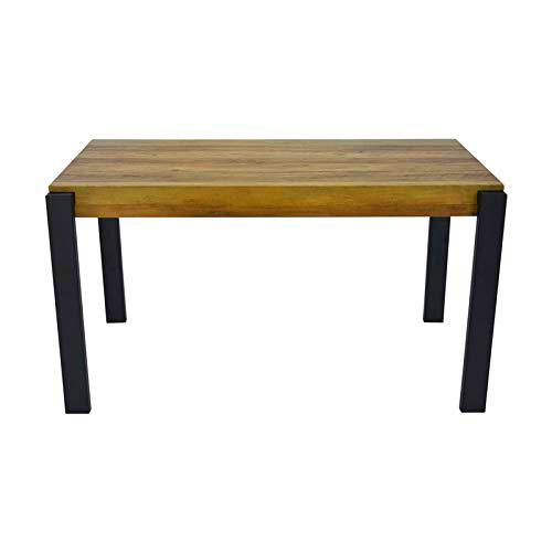 ZONS - Mesa de comedor de 4 a 6 personas, madera y negro,