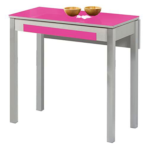 ASTIMESA ala caída Mesa de Cocina, Metal, Fucsia, 80x40cm-extendida 80x60 cms