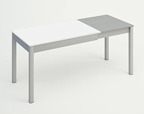 ASTIMESA Mesa Extensible Cocina, Metal, Blanco, 110x70 cms-Extendida 160x70 cms