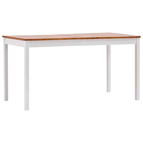 vidaXL Mesa de salón con Comedor, Blanco y marrón, 140 x 70 x 73 cm