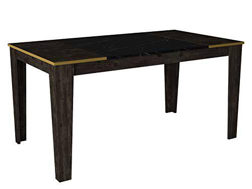 Alphamoebel Mesa de Comedor, Madera de ingeniería, Rebab (marrón Oscuro Gris Oscuro)