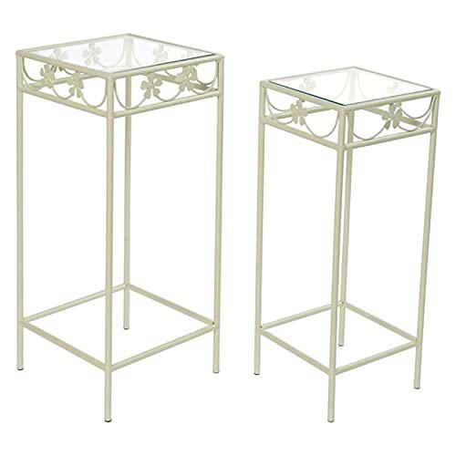 Dekodonia S3010729 Mesa Auxiliar Cristal, Forja, 2 Pcs