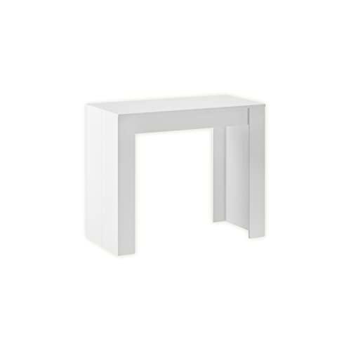 Skraut Home | Mesa Consola Extensible hasta 140 cm | Dimensiones Cerrada: 78 x 90 x 50 cm | Material Resistente | Blanco | Ideal para tu Comedor