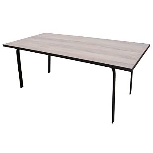 Mesa de Comedor con Tablero Madera y Patas de Hierro Negro