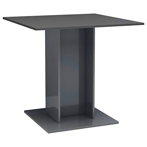 vidaXL Mesa de salón con Comedor, Gris Brillante, 80 x 80 x 75 cm