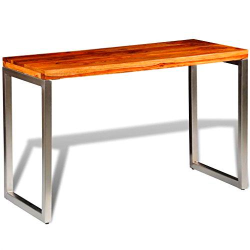 vidaXL Mesa de Salón de Madera Sheesham y Patas Acero Escritorio de Palisandro