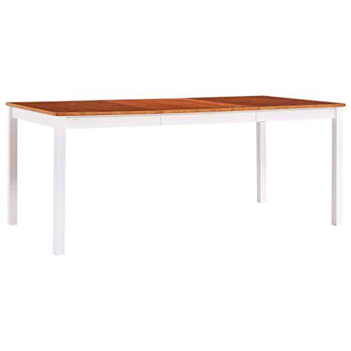 vidaXL Mesa de Comedor Blanco y marrón 180 x 90 x 73 cm