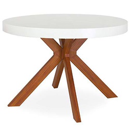 Menzzo Myriade - Mesa Extensible, Metal, Madera/Blanco