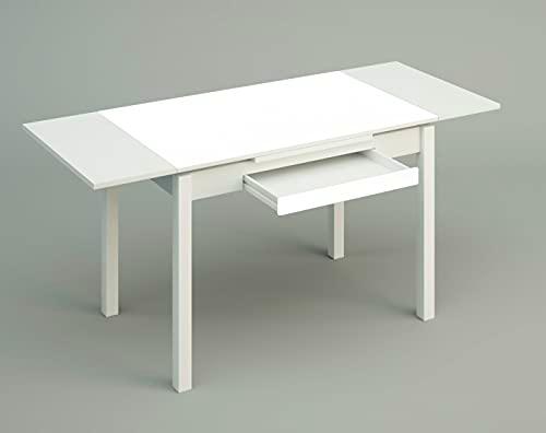 ASTIMESA Mesa de Cocina, Metal, Blanco, 100x60cm-extendida 150x60 cms