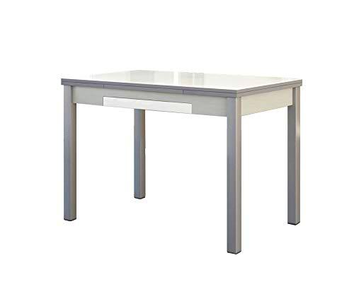 ASTIMESA Mesa de Cocina con Alas de Cristal Blanco 100x60 cms