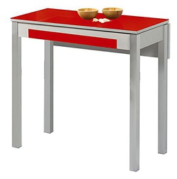 ASTIMESA Mesa de Cocina, Metal, Rojo, 90x50cm-extendida 90x70 cms