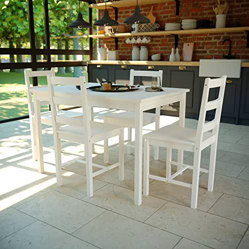 Vida Designs Juego de Comedor, White, 4 Seater