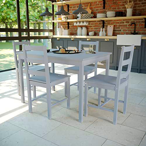 Vida Designs Juego de Comedor, Gris, 4 Seater