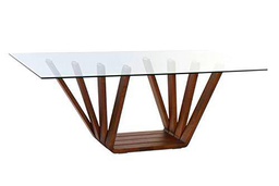 DRW Mesa de Comedor de Nogal y Cristal 200x100x75cm