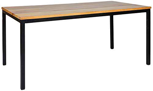 Better &amp; Best 2341433 Mesa de comedor rectangular con tapa de madera natural y patas de hierro negras