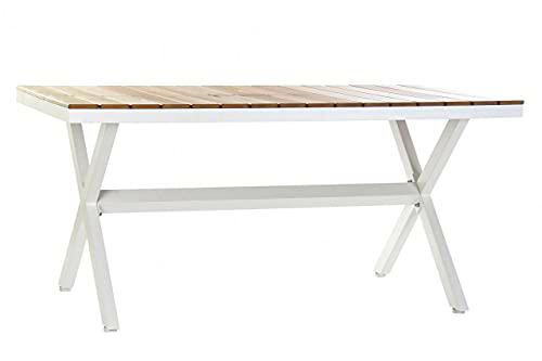 DT MB-178821 Mesa Comedor Aluminio MDF, Blanco, 160 x 90 x 75 cm