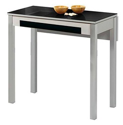 ASTIMESA Mesa de Cocina, Metal, Negro, 90x50cm-extendida 90x70 cms