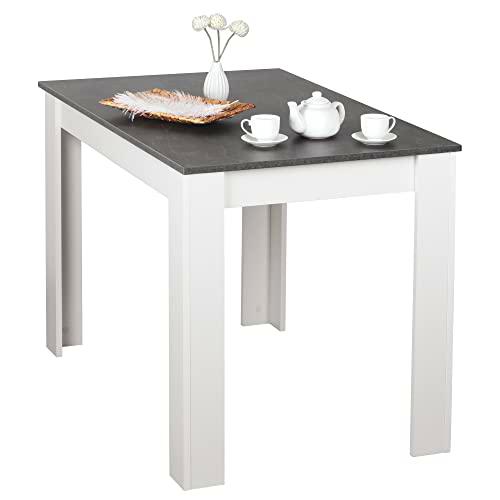 RICOO Mesa Comedor 110 x 75 x 68 cm Mesa Cocina o salón Blanca &amp; Gris Cemento