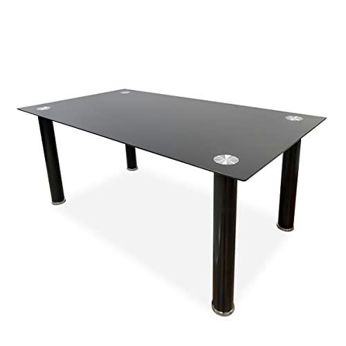 Duérmete Online Mesa de Cristal de Comedor o Cocina con Patas Negras Modelo Döme