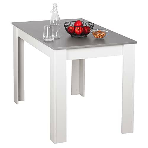 RICOO Mesa Comedor 110 x 75 x 68 cm Mesa Cocina o salón Blanca &amp; Gris