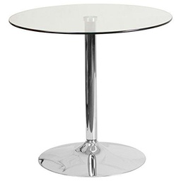 Flash Muebles 31,5 &quot;Redondo Mesa de Cristal con Base de 29 cm, Cromo