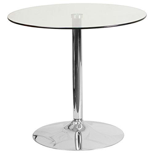 Flash Muebles 31,5 &quot;Redondo Mesa de Cristal con Base de 29 cm, Cromo