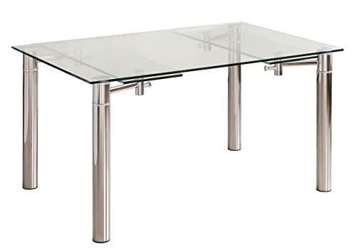 Mesa de Comedor CALVIA de Cristal Templado y Extensible 140x90 cm