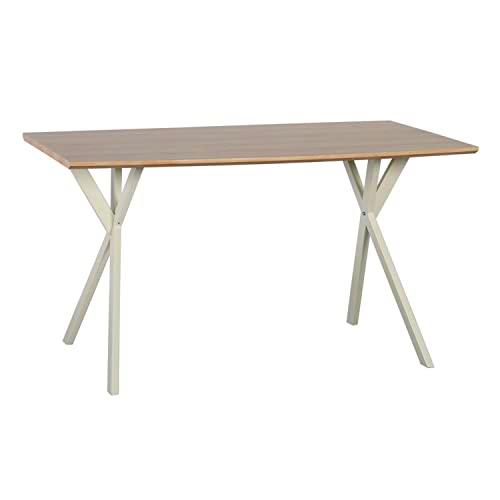 Mesa de Comedor 140 x 80 x 76 cm Natural Metal Crema DMF