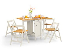 Julian Bowen Savoy Compacto Juego de Comedor, Blanco/Natural