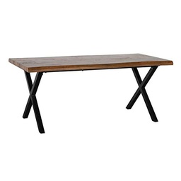 Mesa de Comedor Negro Metal Marrón 180 x 90 x 75 cm DMF