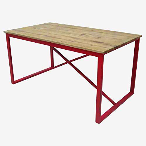 Better &amp; Best 1835088 Mesa de comedor 180 tabla de madera con patas en rojo óxido de madera y hierro