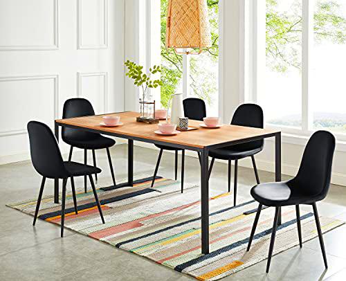 BAÏTA Mesa de Comedor Soho, Madera y Metal Negro, L180cm