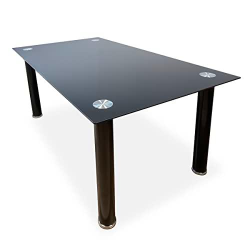 Somnia Descanso - Mesa de Cristal de Comedor o Cocina con Patas Negras Modelo Tucan