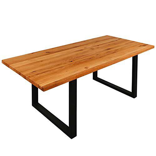 Staboos Mesa de comedor de madera maciza - Mesa de madera de roble salvaje (120 x 80 x 4 cm)