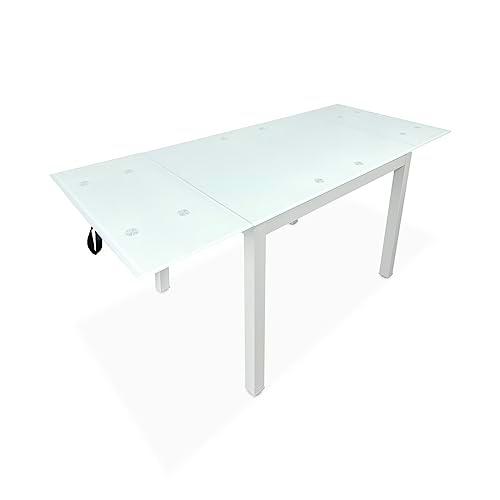 Somnia - Mesa Extensible de Cristal de Cocina o Comedor Acabada en Blanco Modelo Närke