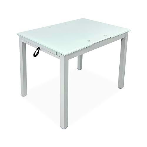 Homey - Mesa Extensible de Cristal de Cocina o Comedor Acabada en Blanco Modelo Kilembo