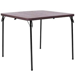 Flash Furniture Brown 34SQ Plastic Fold Table Mesas Plegables, Metal