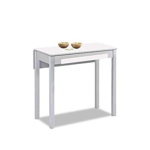 ASTIMESA Mesa de Cocina Extensible, Blanco, 80 cm x 40 cm