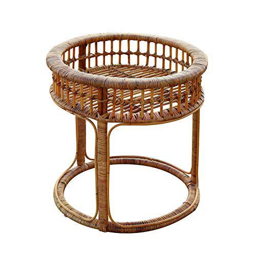 Chillvert Mesa Parma Redonda Rattan Natural (DIAMETRO: 57CM Altura: 57 CM) Mesas de Comedor de Patio