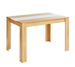 BAÏTA Damia Mesa de Comedor, Melamina, Madera y Blanco, 120cm