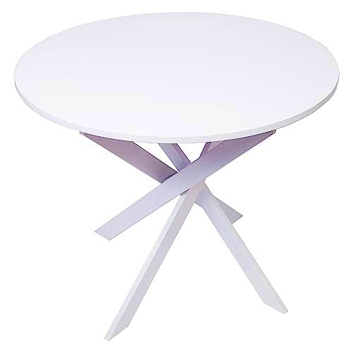 Skraut Home - Mesa Comedor Fija Redonda | 90 x 90 x 77 cm | Capacidad hasta 4 Personas | Materiales Resistentes | Modelo Zen (90cm