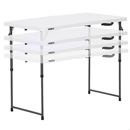 LIFETIME 92100 - Mesa plegable regulable en altura blanca 121,9x61x61-91,4 cm